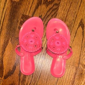 Bright Pink Cutout Medallion Sandals